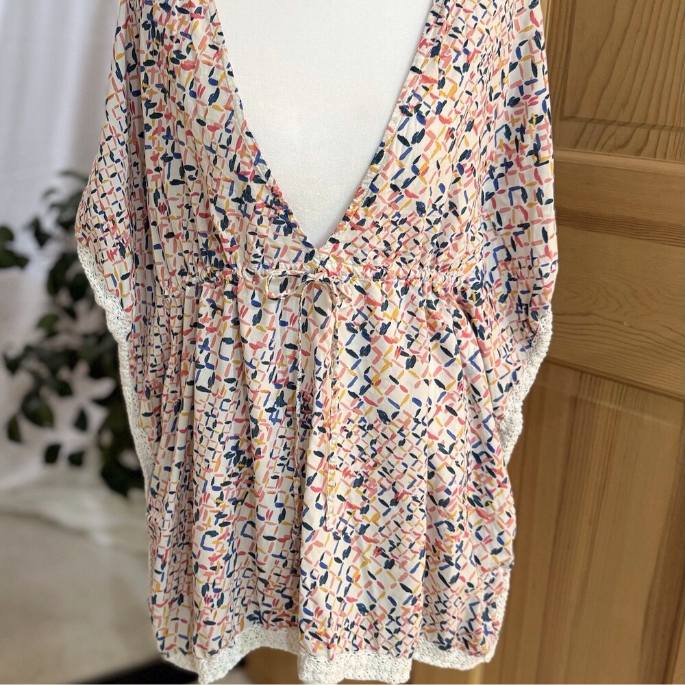 Summersalt Swim‎ Coverup Boho Poncho Drawstring Womens small Crochet Beachy Pool